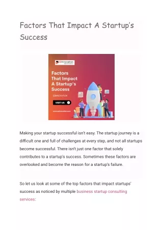 Factors That Impact A Startup’s Success