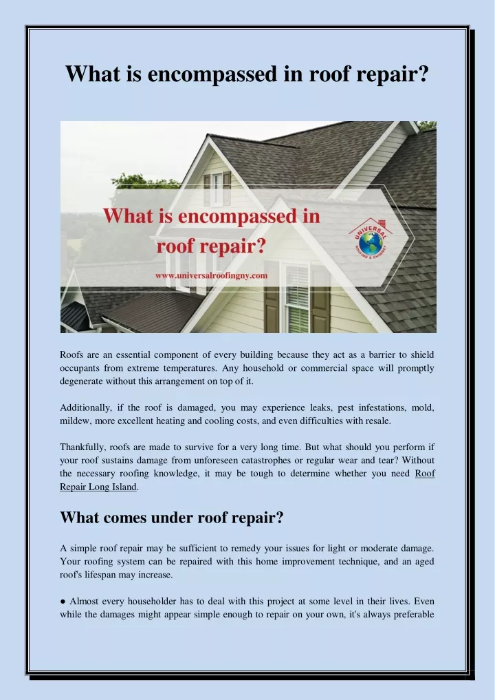 what is encompassed in roof repair