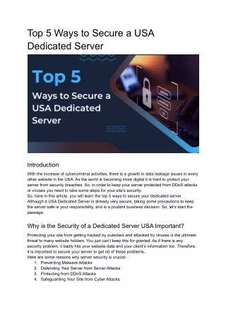 top 5 ways to secure a usa dedicated server