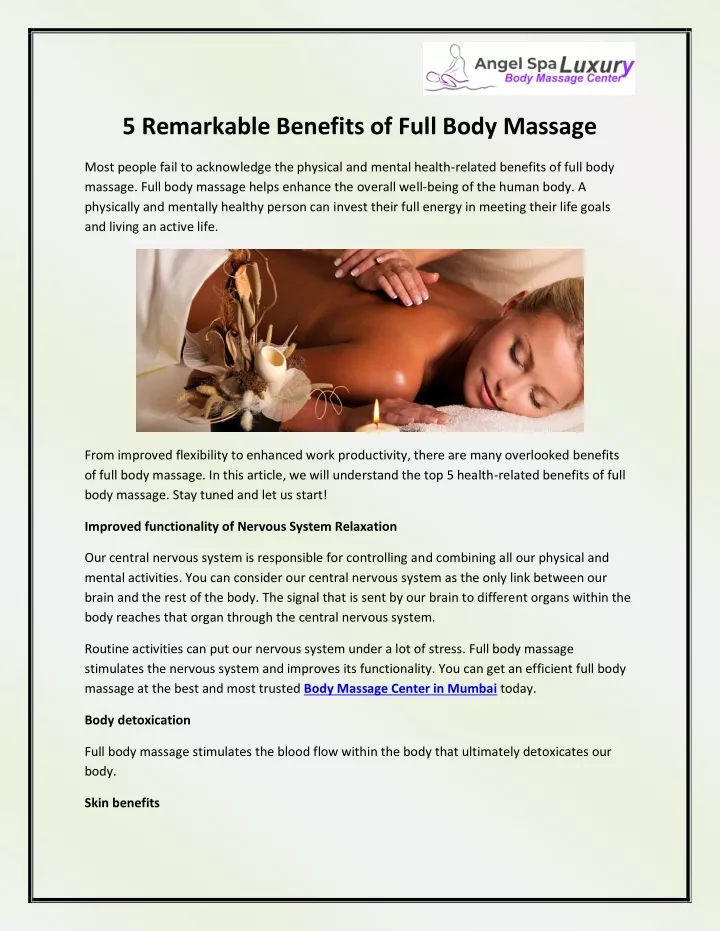 5 remarkable benefits of full body massage