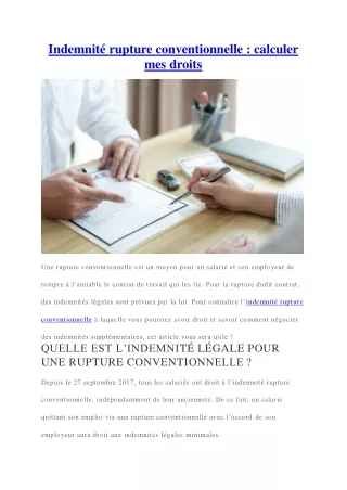 indemnit rupture conventionnelle calculer