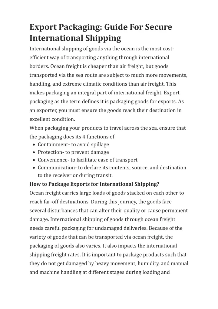 export packaging guide for secure international