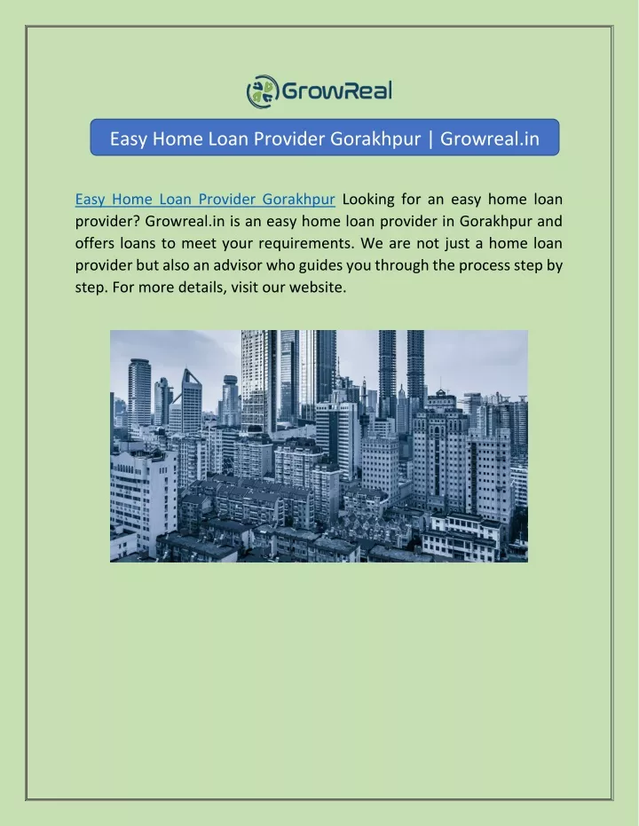 easy home loan provider gorakhpur growreal in