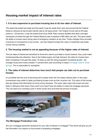 Housing market impact of interest rates