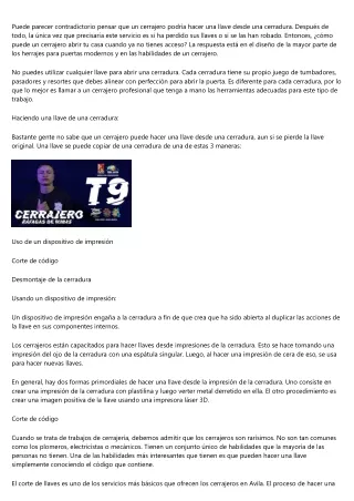 Puede un cerrajero hacer una llave nueva sin tener una muestra?