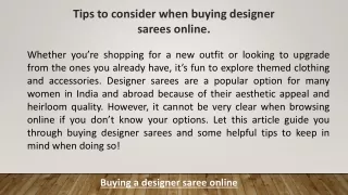 Tips to consider when buying designer sarees online