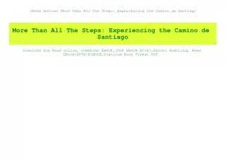 {Read Online} More Than All The Steps Experiencing the Camino de Santiago (DOWNLOAD E.B.O.O.K.^)
