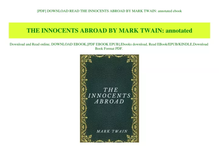 pdf download read the innocents abroad by mark