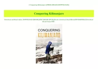 ^READ) Conquering Kilimanjaro [[FREE] [READ] [DOWNLOAD]]