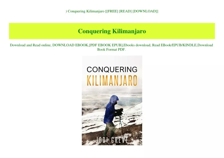 conquering kilimanjaro free read download