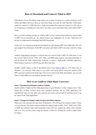 how to download and convert tidal to mp3