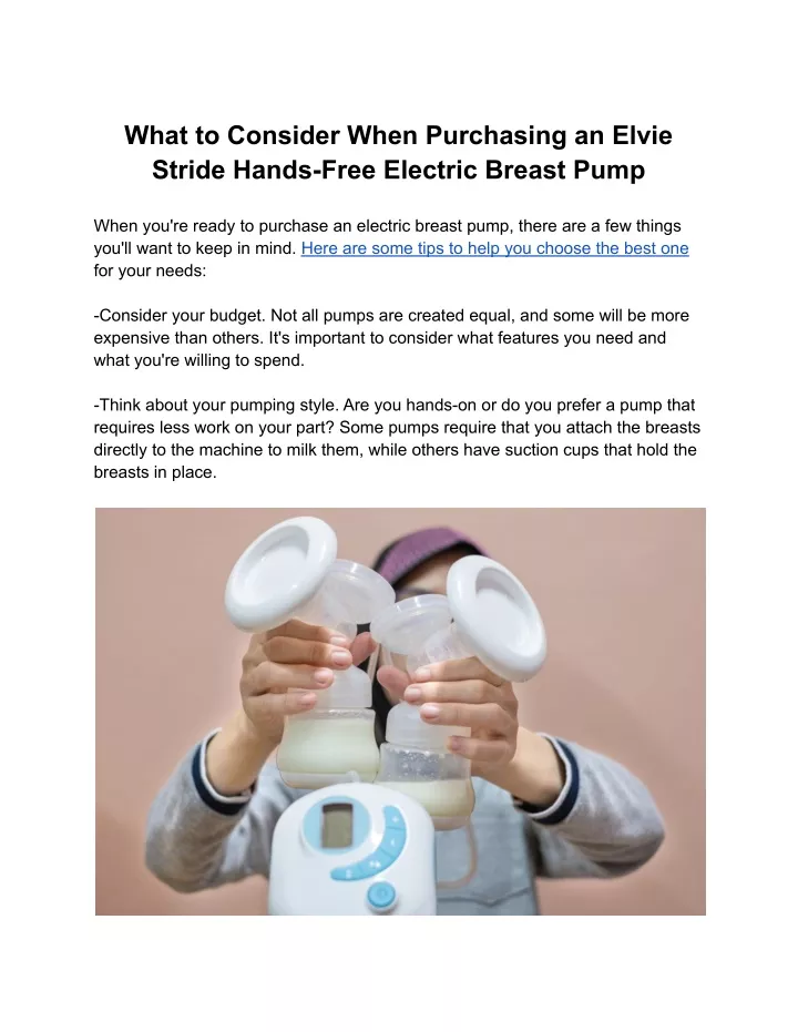 what to consider when purchasing an elvie stride