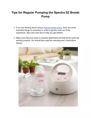 tips for regular pumping the spectra s2 breast