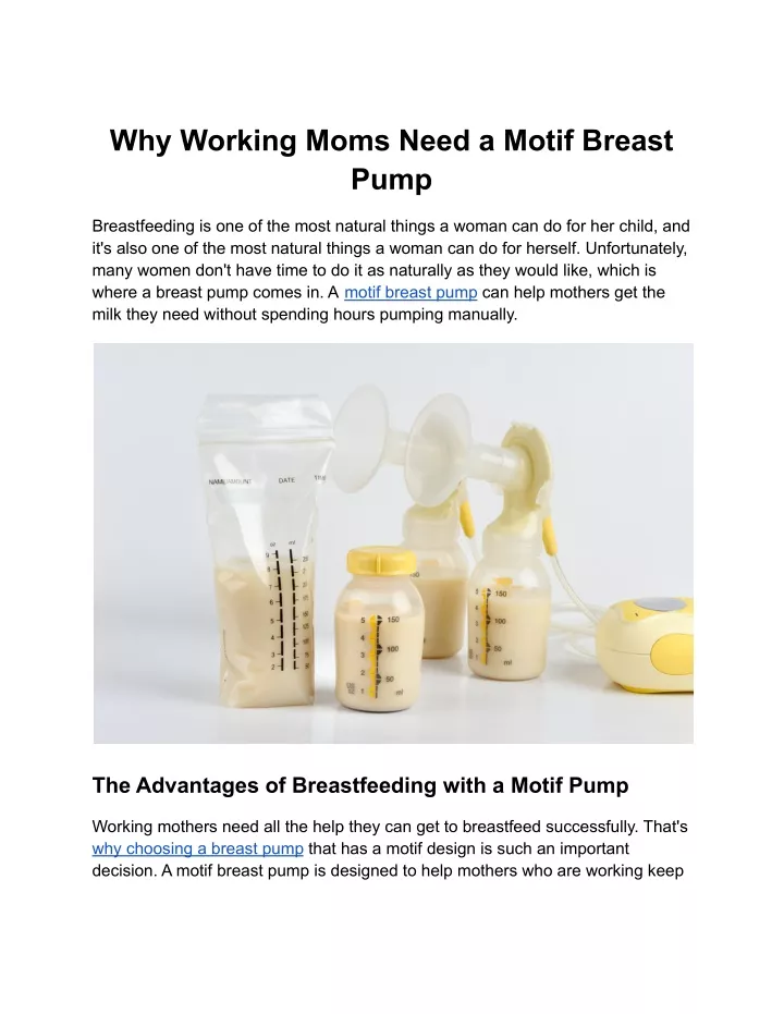 why working moms need a motif breast pump