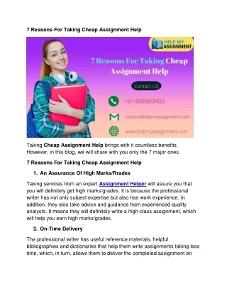 7 reasons for taking cheap assignment help