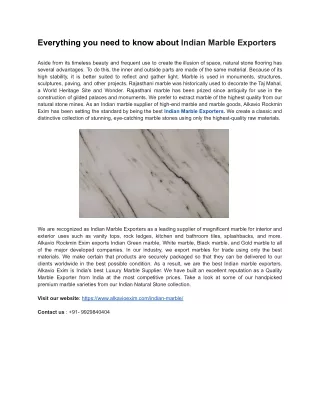 Everything you need to know about Indian Marble Exporters