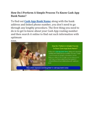 How Do I Perform A Simple Process To Know Cash App Bank Name