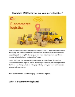 CABT in Ecommerce Logistics