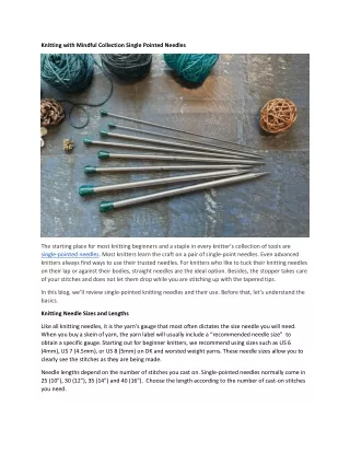 Knitting with Mindful Collection Single Pointed Needles