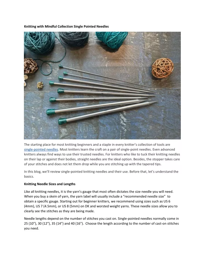 knitting with mindful collection single pointed
