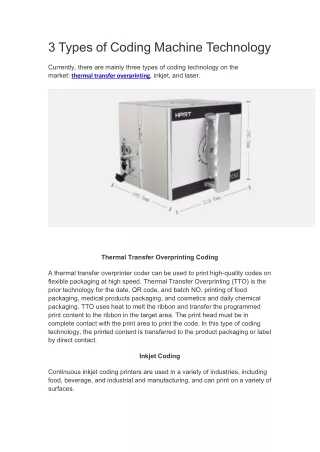 3 types of coding machine technology