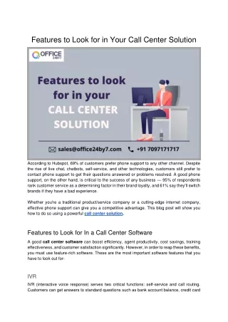 features to look for in your call center solution
