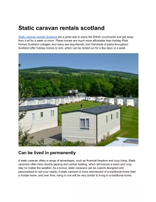 Static caravan rentals scotland