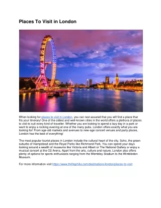 Places To Visit in London