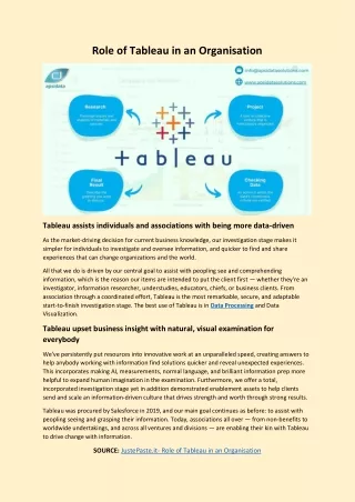 Role of Tableau in an Organisation