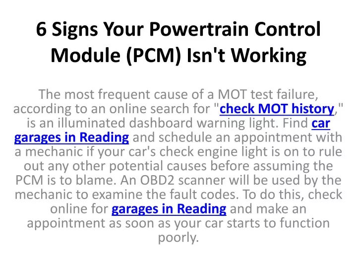 6 signs your powertrain control module pcm isn t working
