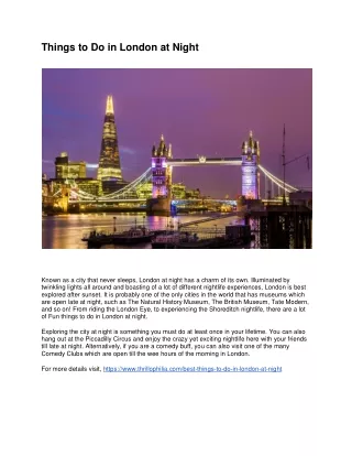 Things to Do in London at Night