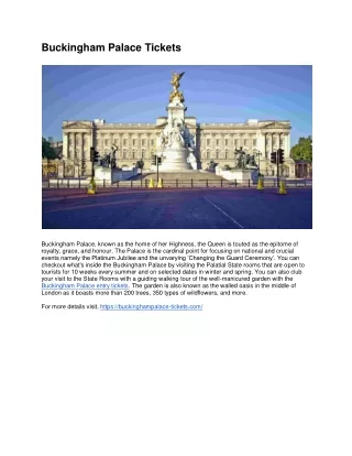 Buckingham Palace Tickets