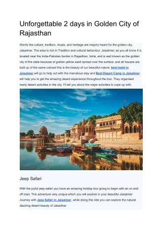 Unforgettable 2 days in Golden City of Rajasthan
