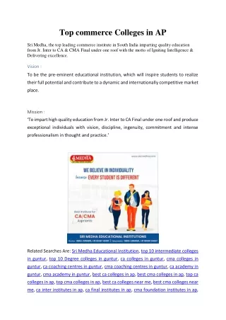 Top commerce Colleges in AP