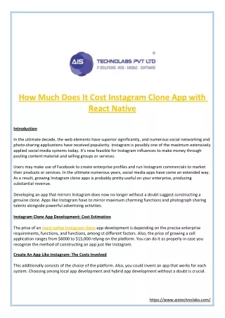 how much does it cost instagram clone app with