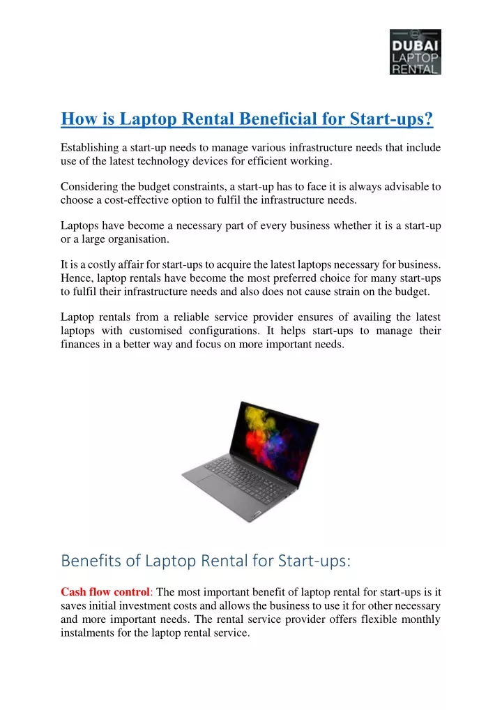 how is laptop rental beneficial for start ups