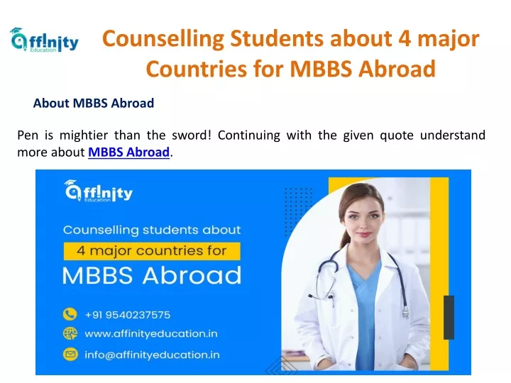 counselling students about 4 major countries for mbbs abroad