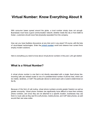 virtual number know everything about it