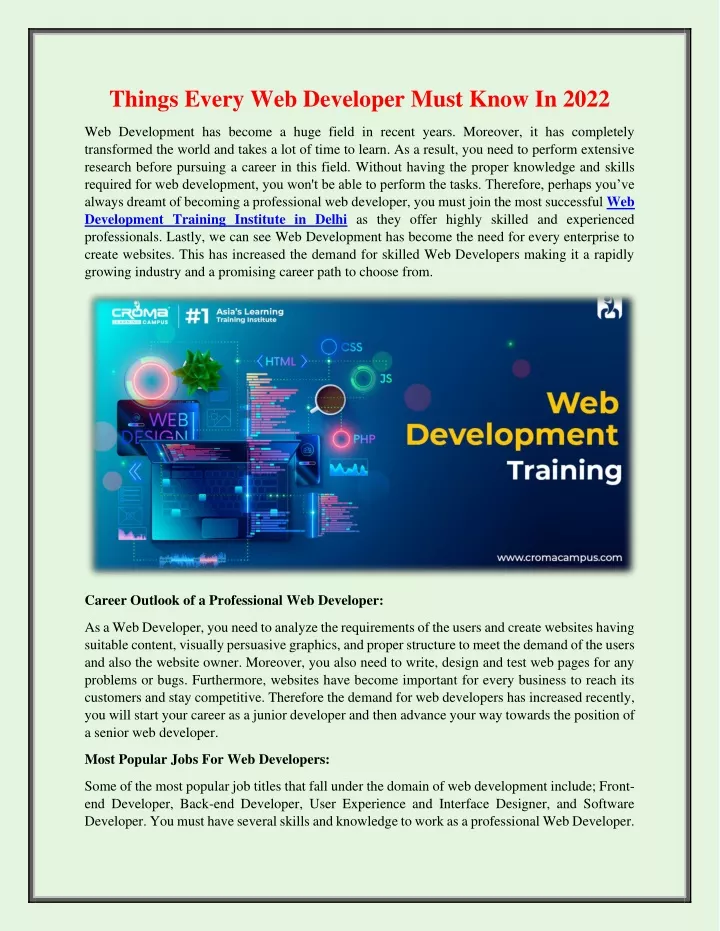 things every web developer must know in 2022