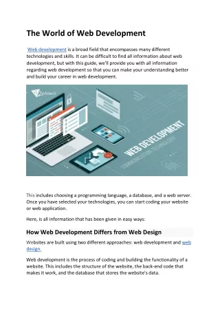 the world of web development web development