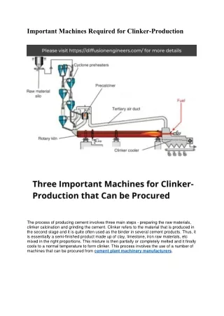 Important Machines Required for Clinker-Production