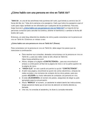 ¿Cómo hablo con una persona en vivo en Tahiti Air?