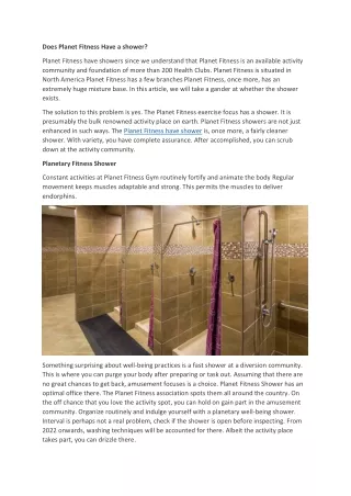 Does Planet Fitness have a shower