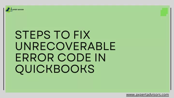 steps to fix unrecoverable error code