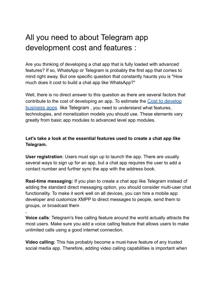 all you need to about telegram app development
