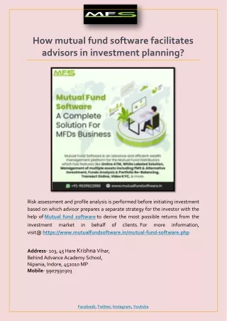 how mutual fund software facilitates advisors