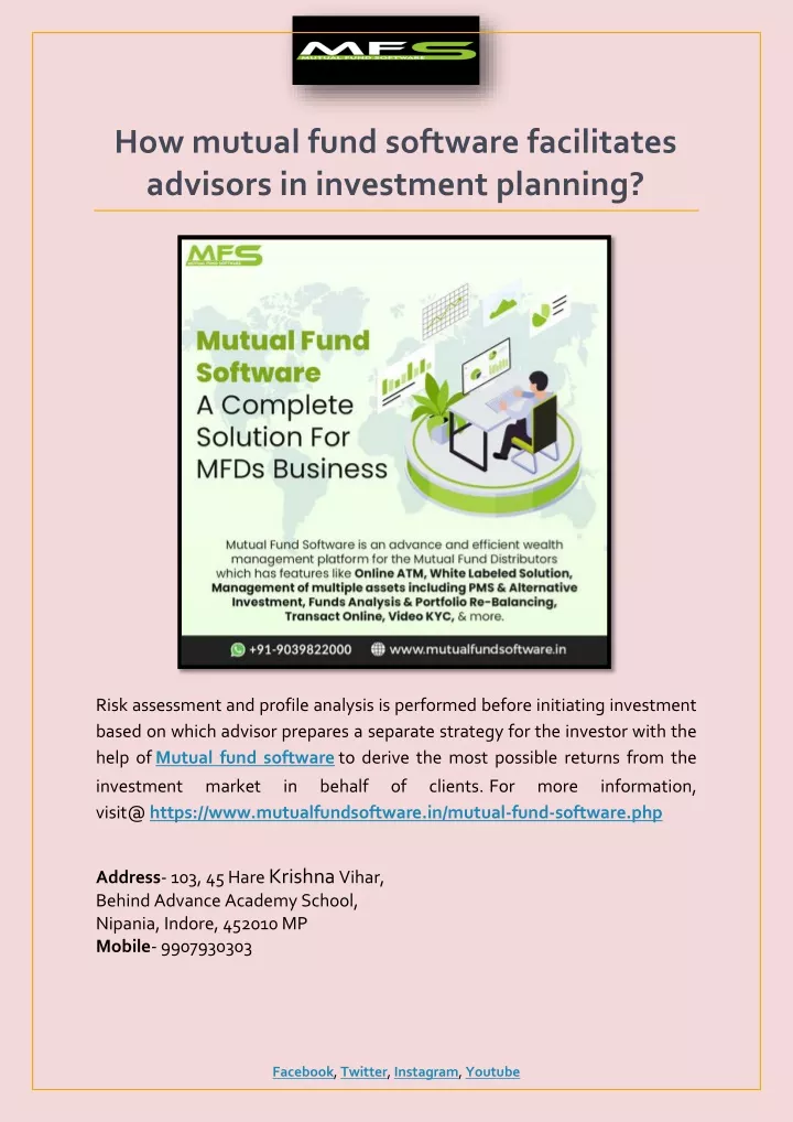 how mutual fund software facilitates advisors