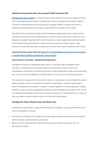 alexipharmic drugs market share size demand swot