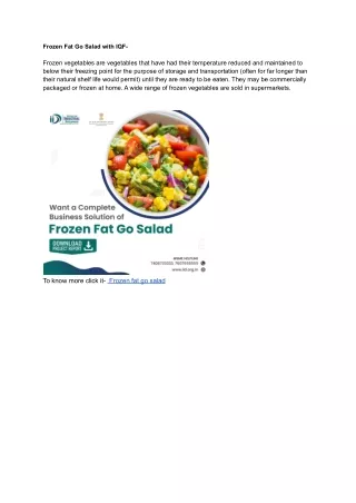 Frozen Fat Go Salad business Project Report