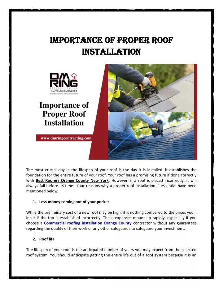 importance importance of proper roof of proper